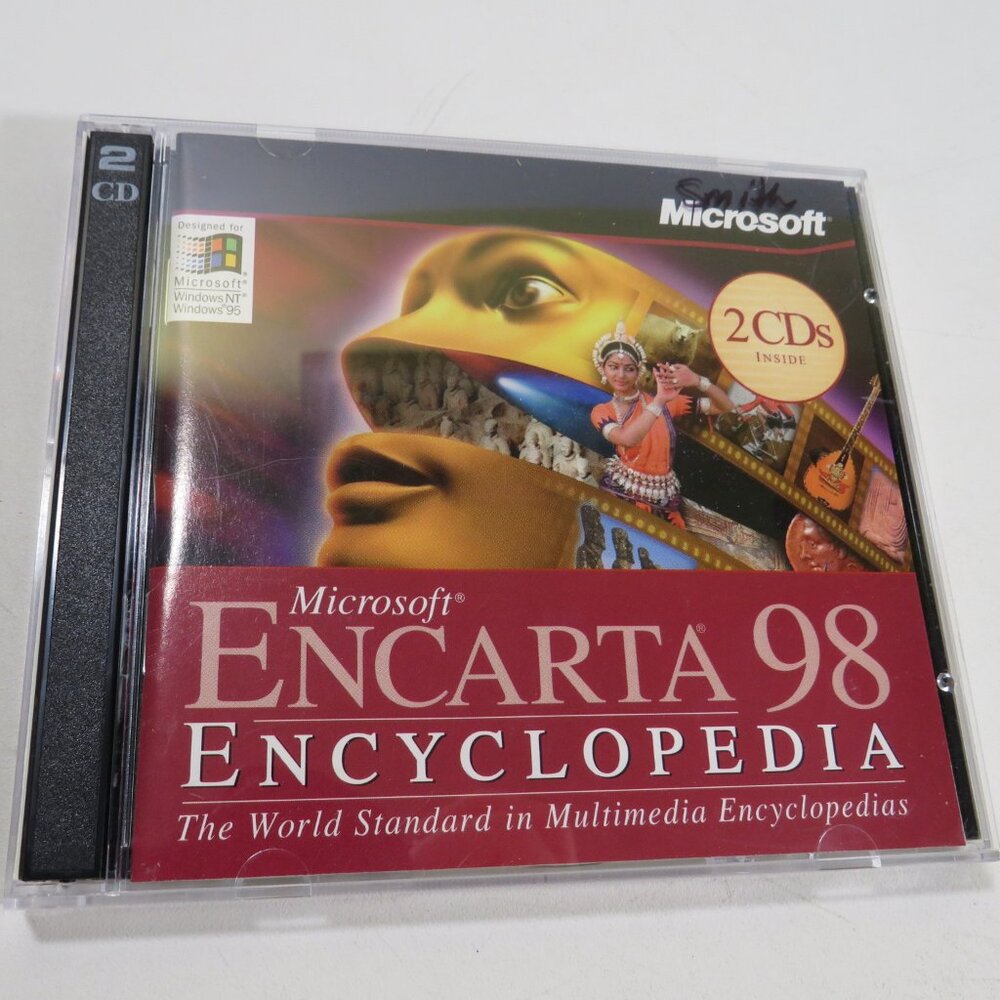 Microsoft Encarta 98 Encyclopedia Computer Game OUT OF DATE SOFTWARE (2 CDs)